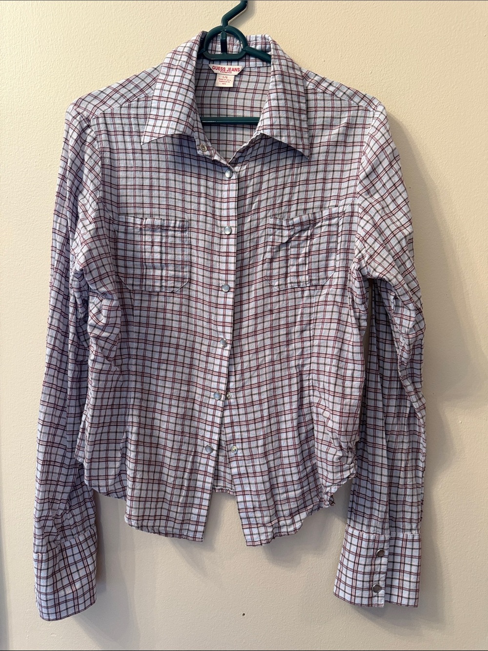 Guess blue and Red Plaid Button-Down Shirt